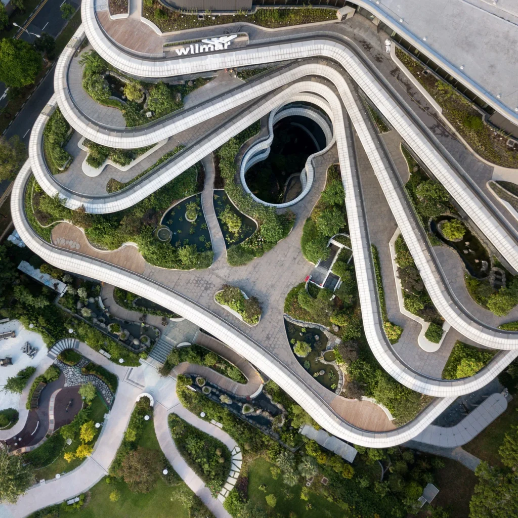 Eric Parry Architects staggers garden terraces down curving Wil-mark park